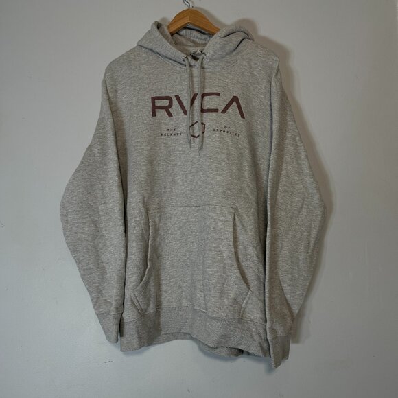 RVCA Grey Hoodie Sweater Logo Pullover XL Like New - Picture 1 of 3